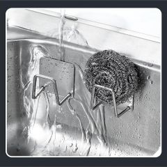 免打孔不锈钢沥水架海绵钢丝球水槽盖壁挂收纳架锅盖架挂钩置物